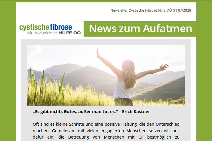 Screenshot vom Starteil des Newsletters 3/2026 der CF Hilfe OÖ